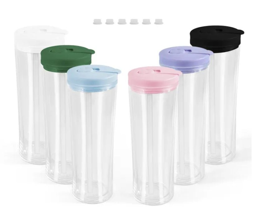 20oz Acrylic Snow Globe Cup - Colored Flip Straw lid - Tipsy Magnolia