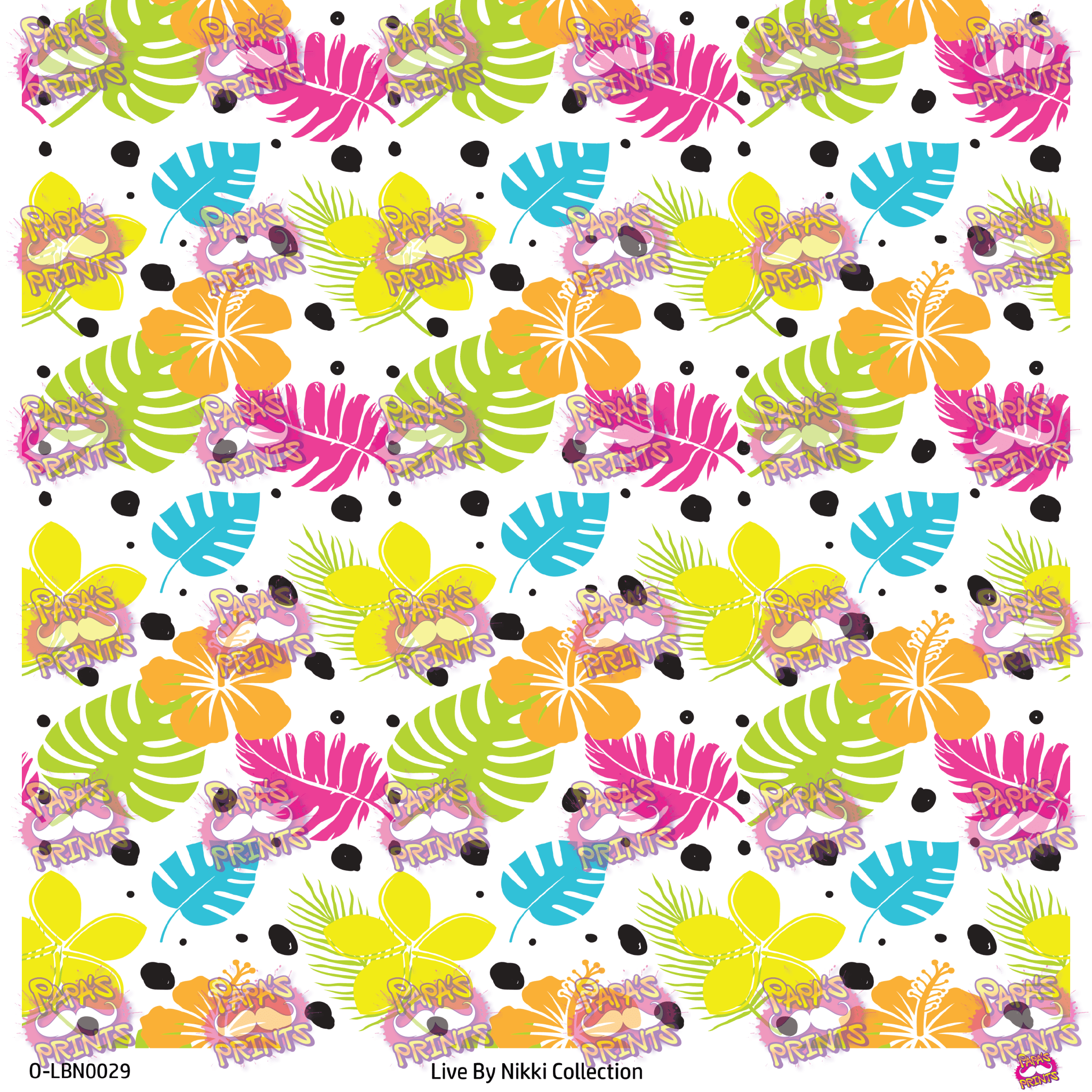 Bright Tropical Flowers and Spots Vinyl - Tipsy Magnolia